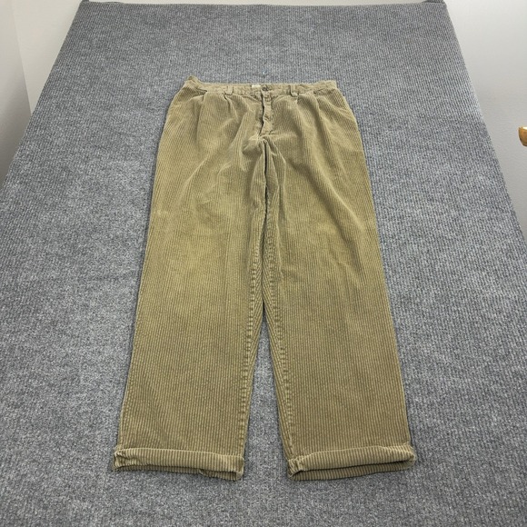 Trilogy Other - Trilogy Corduroy Pants Mens 34x30 Khaki Cotton Wide Wale Pleated Baggy 90s Style